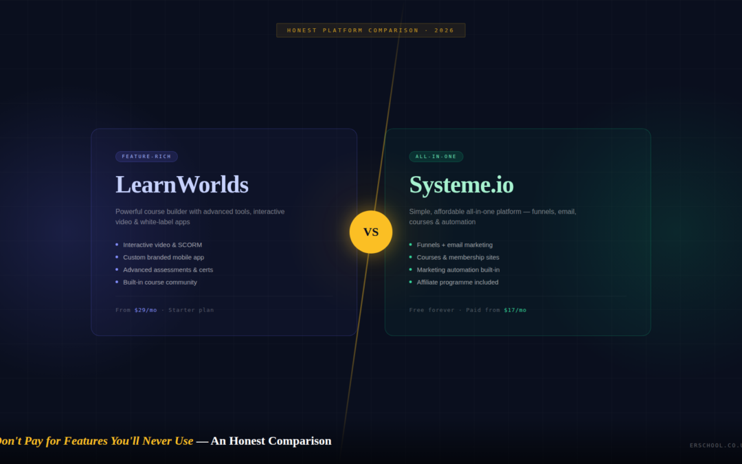 Don’t Pay for Features You’ll Never Use: LearnWorlds vs Systeme.io— An Honest Comparison