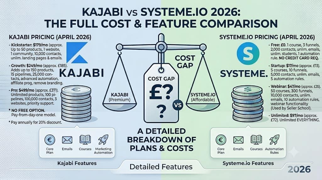 Kajabi vs Systeme.io 2026: The Full Cost Comparison